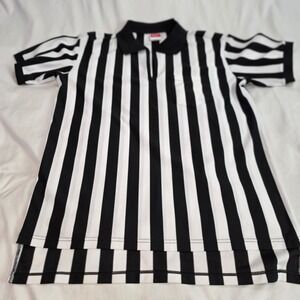 Rawlings Referee Jersey‎ Mens Large Black White Excellent Striped Quarter Zip